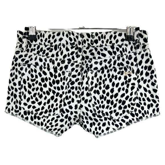 Juicy Couture (24) White Black Wild Cheetah Denim Micro Mini Shorts Cutoffs NWT - Picture 2 of 11